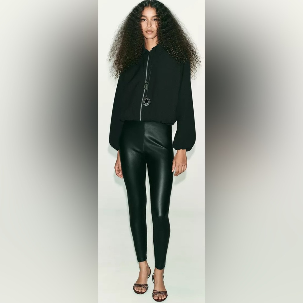 Black High-Waisted Leather Pants